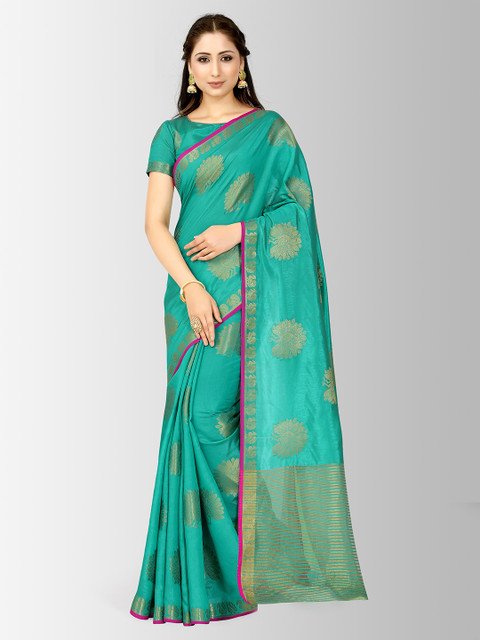 

MIMOSA Sea Green Art Silk Embellished Kanjeevaram Saree