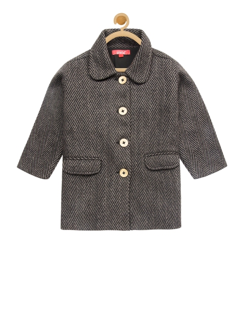 

Olele Girls Grey Self Design Tailored Jacket