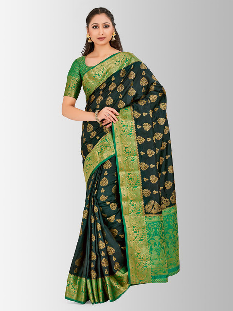 

MIMOSA Green Art Silk Printed Kanjeevaram Saree