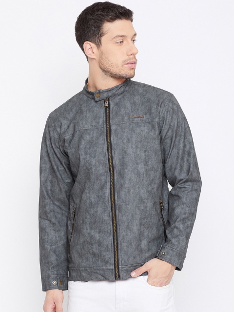 

JUMP USA Men Grey Solid Biker Jacket