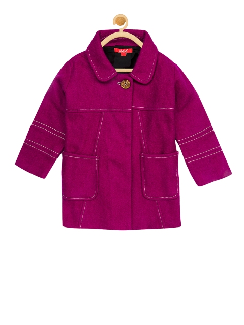 

Olele Girls Fuchsia Pink Solid Woollen Jacket