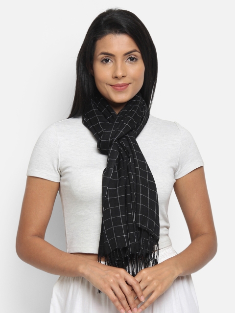 

Anekaant Women Black & White Checked Stole