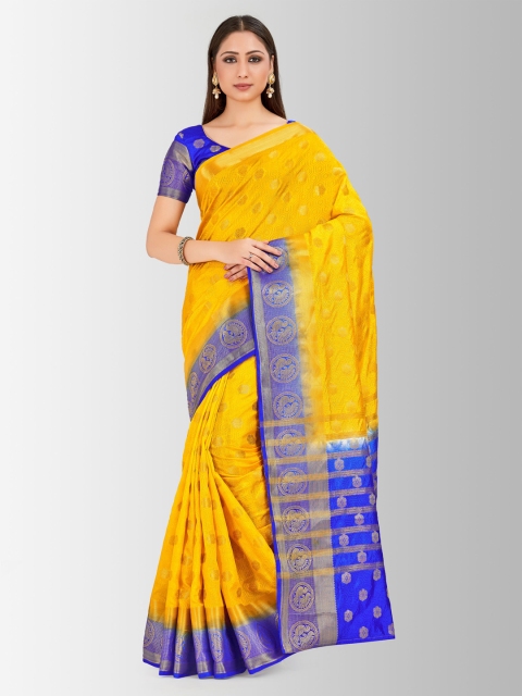 

MIMOSA Yellow & Gold-Coloured Art Silk Embellished Banarasi Saree