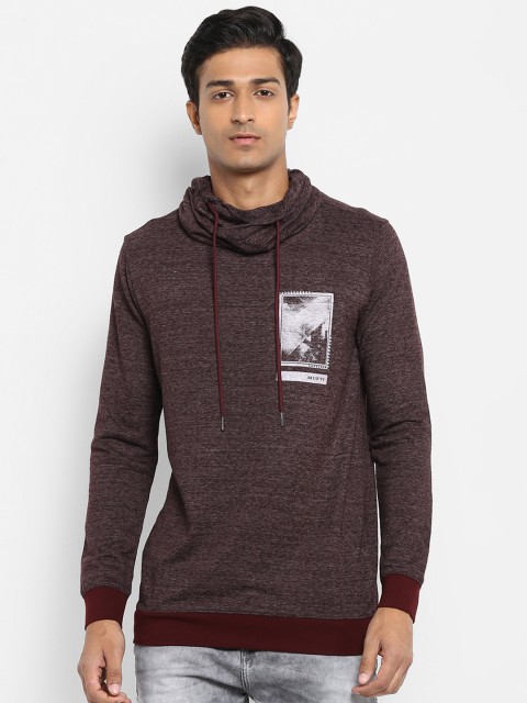

Mufti Men Maroon Solid Sweatshirt