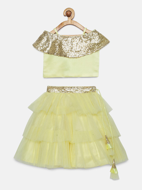 

Tutus By Tutu Lime Green Ready to Wear Lehenga with Blouse