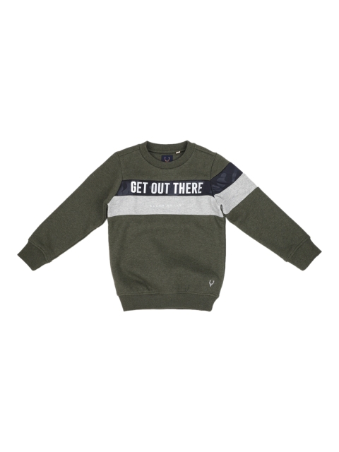 

Allen Solly Junior Boys Olive Green & Grey Printed Sweatshirt