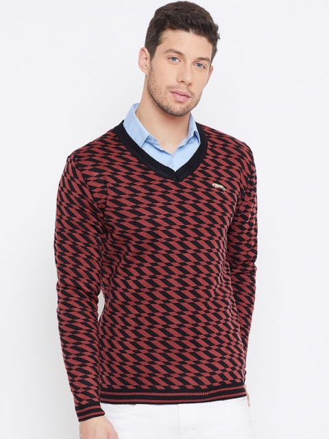 

JUMP USA Men Red & Black Printed Sweater