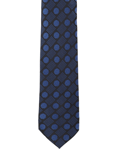 

Peter England Black & Blue Woven Design Broad Tie