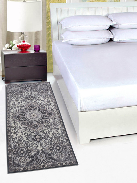 

RUGSMITH Grey Patterned Anti-Skid Rectangle Floor Runner