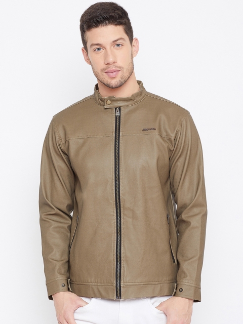 

JUMP USA Men Khaki Solid Biker Jacket