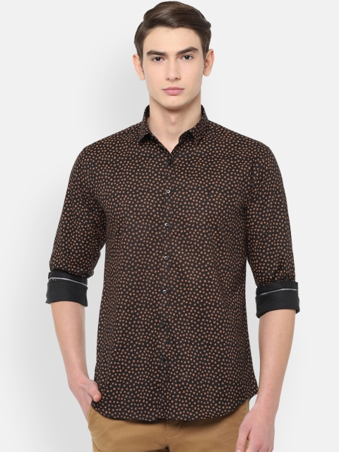 

V Dot Men Black & Beige Slim Fit Printed Casual Shirt