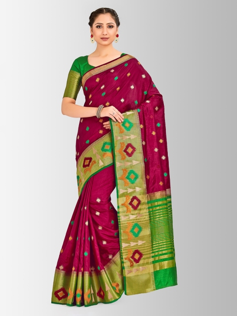 

MIMOSA Maroon Art Silk Printed Kanjeevaram Saree
