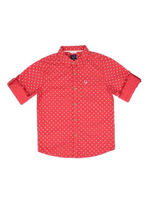 

Allen Solly Junior Boys Coral Red & Off-White Regular Fit Printed Casual Shirt