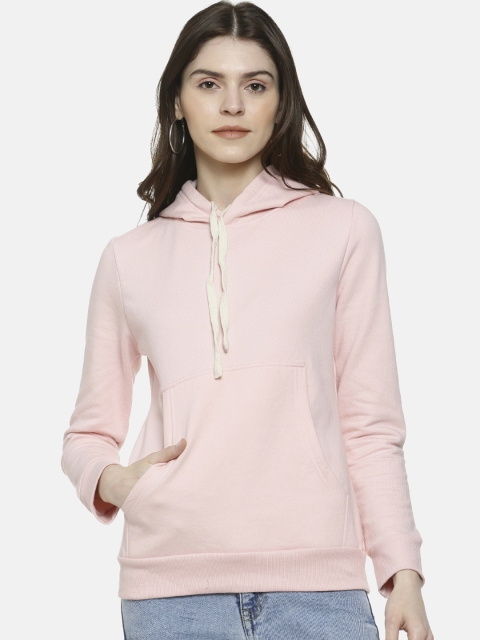 

Campus Sutra Women Pink Solid Hooded Sweatshirt