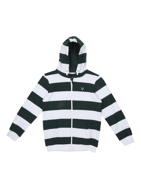 

Allen Solly Junior Boys Green & White Striped Hooded Sweatshirt