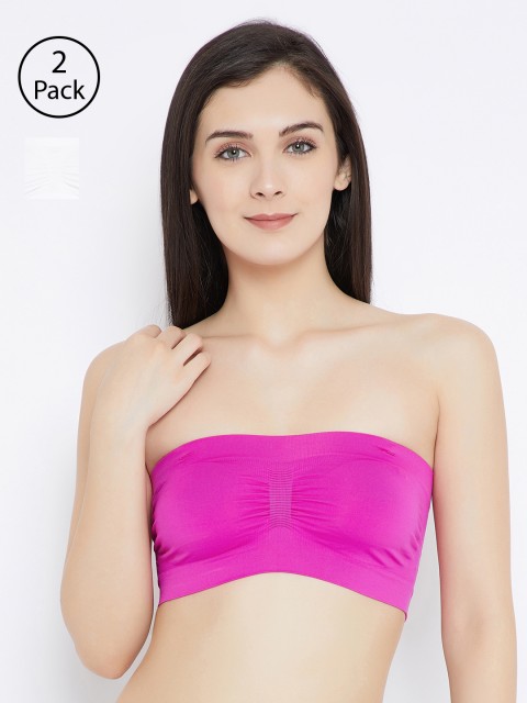 

C9 AIRWEAR Pack of 2 Fuchsia & White Solid Non-Wired Non Padded Bandeau Bra