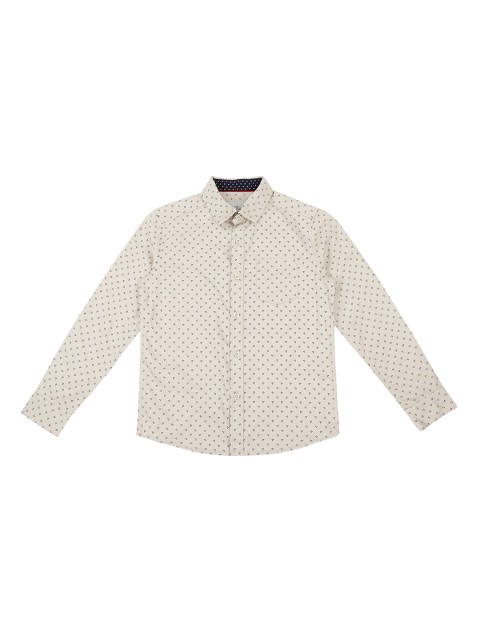 

Pantaloons Junior Boys Off-White & Navy Blue Printed Regular Fit Casual Shirt