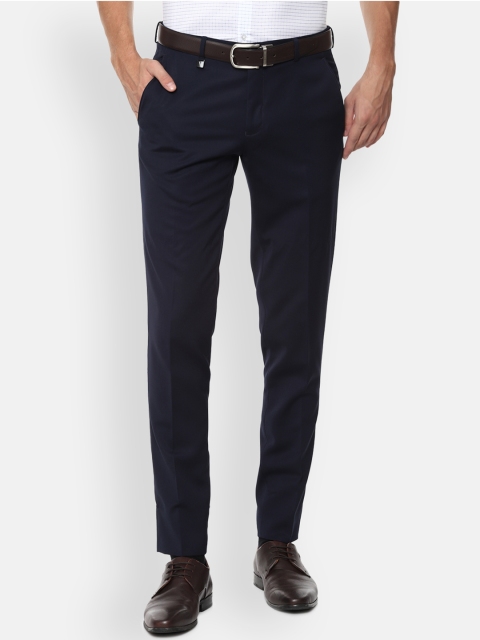 

V Dot Men Navy Blue Slim Fit Solid Formal Trousers
