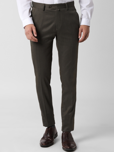 

Peter England Men Brown Slim Fit Self Design Formal Trousers