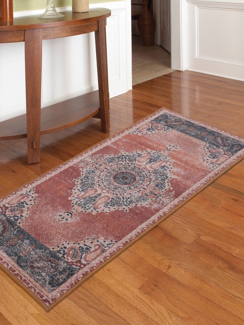 

RUGSMITH Brown & Black Patterned Anti-Skid Rectangle Runner