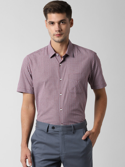

Peter England Men Maroon & Blue Slim Fit Checked Formal Shirt