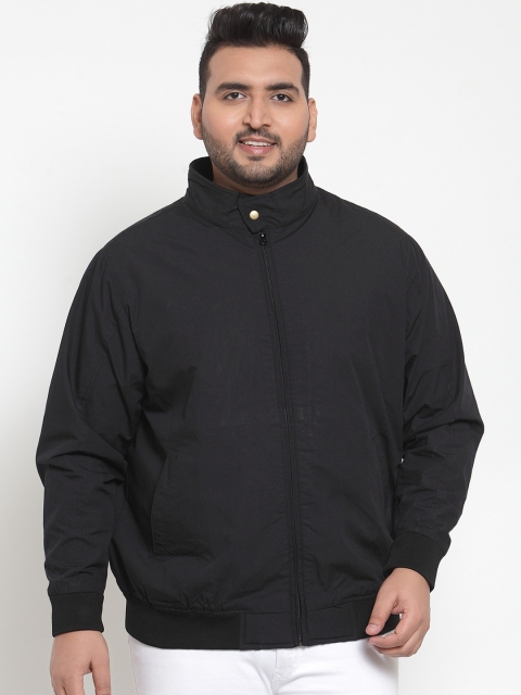 

plusS Men Black Solid Bomber Jacket