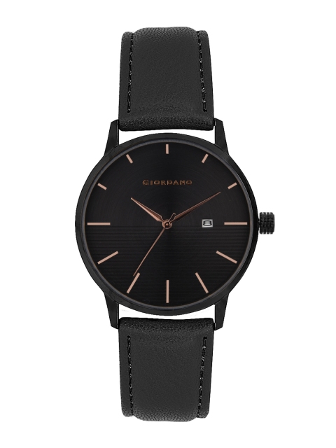 

GIORDANO Men Black Leather Analogue Watch GD-4020-03