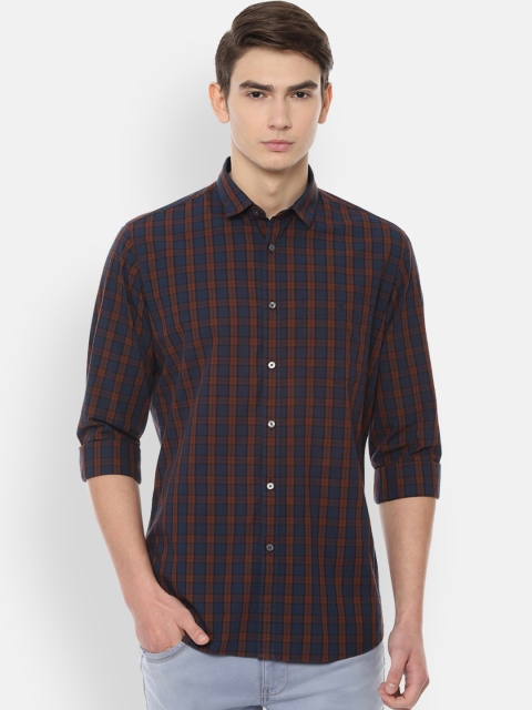 

Van Heusen Sport Men Navy Blue Slim Fit Checked Casual Shirt