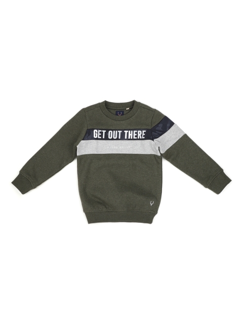 

Allen Solly Junior Boys Olive Green & Grey Printed Sweatshirt