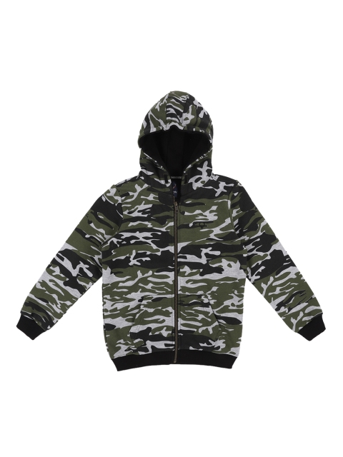

Allen Solly Junior Boys Olive Green & Black Printed Hooded Sweatshirt