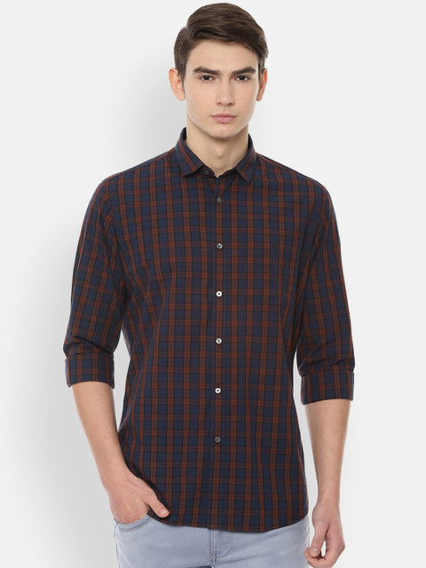 

Van Heusen Sport Men Navy Blue Slim Fit Checked Casual Shirt