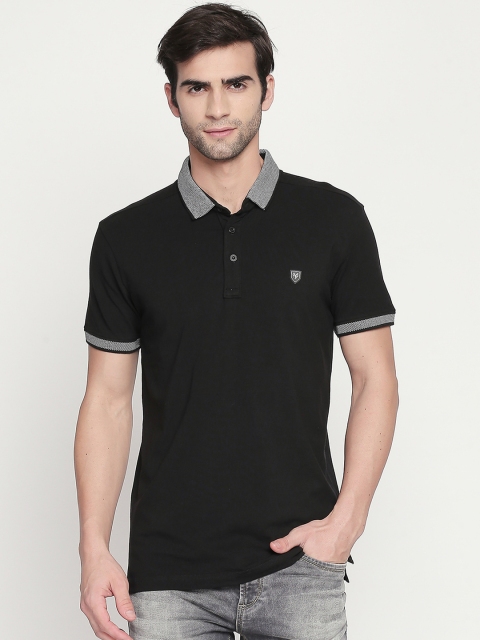 

Mufti Men Black Solid Polo Collar T-shirt