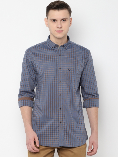 

Allen Solly Men Blue & Brown Slim Fit Checked Casual Shirt