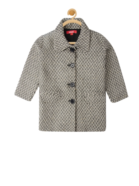 

Olele Girls Grey Self Design Tailored Jacket