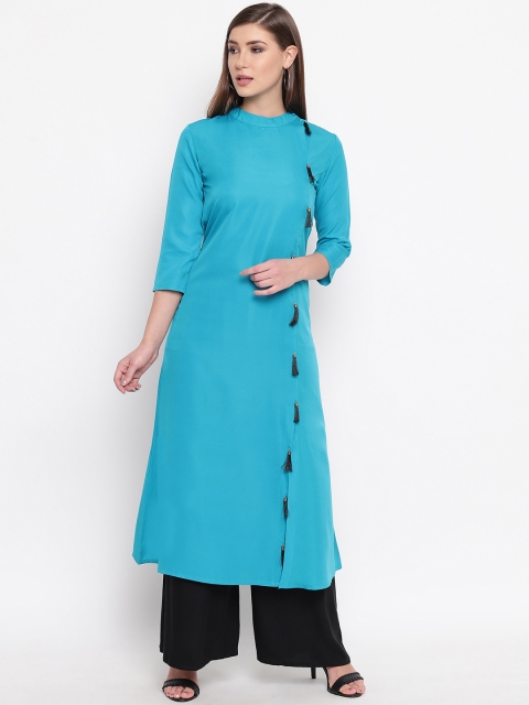 

FABNEST Women Blue Solid A-Line Kurta