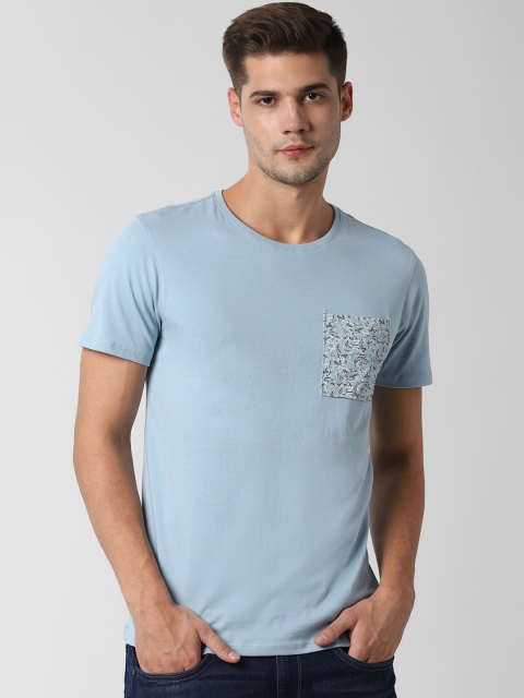 

Peter England Casuals Men Blue Solid Slim Fit Round Neck T-shirt