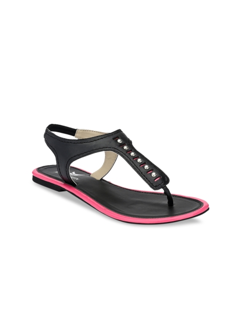 

AADY AUSTIN Women Black Embellished T-Strap Flats