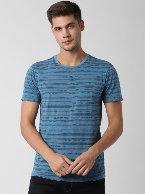 

Peter England Casuals Men Blue & Black Slim Fit Printed Round Neck T-shirt