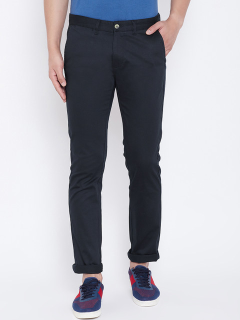 

JUMP USA Men Navy Blue Regular Fit Solid Regular Trousers