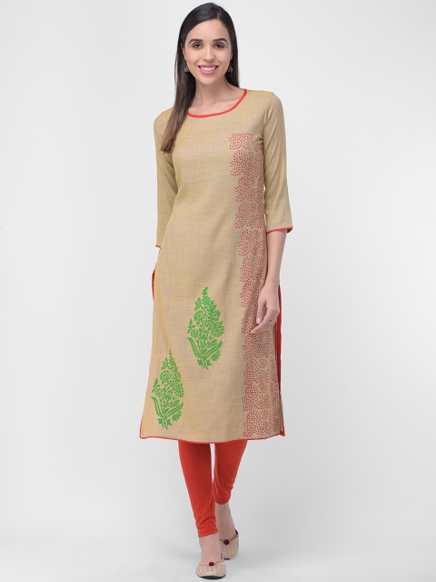 

aayusika Women Yellow Printed Straight Kurta