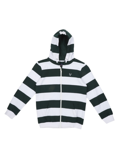 

Allen Solly Junior Boys Green & White Striped Hooded Sweatshirt