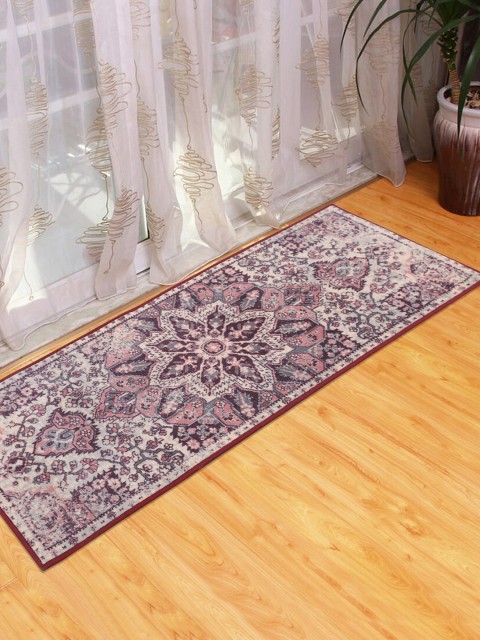 

RUGSMITH Maroon & Pink Patterned Anti-Skid Rectangle Floor Runner
