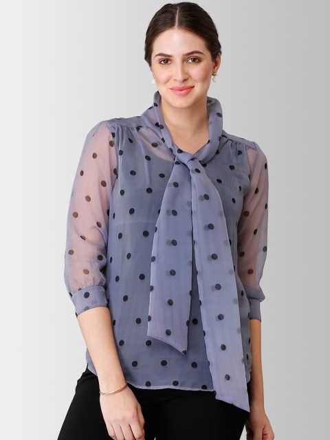 

FableStreet Women Grey Printed Top