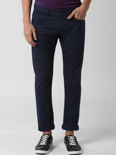 

Peter England Casuals Men Navy Blue Skinny Fit Printed Regular Trousers