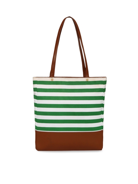 

KLEIO Green & White Striped Shoulder Bag