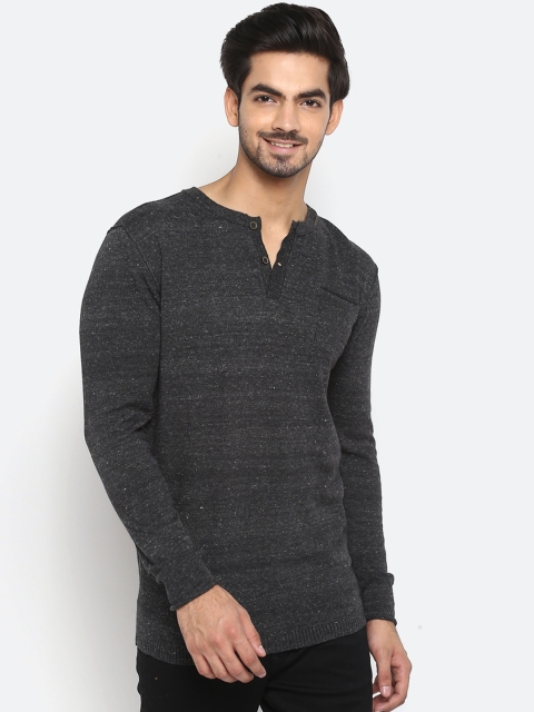 

Mufti Men Charcoal Grey Solid Sweatshirt