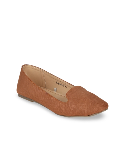 

People Women Brown Solid Suede Ballerinas