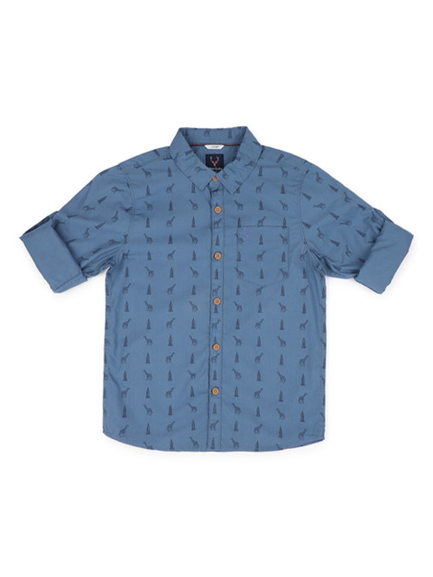 

Allen Solly Junior Boys Blue Slim Fit Printed Casual Shirt