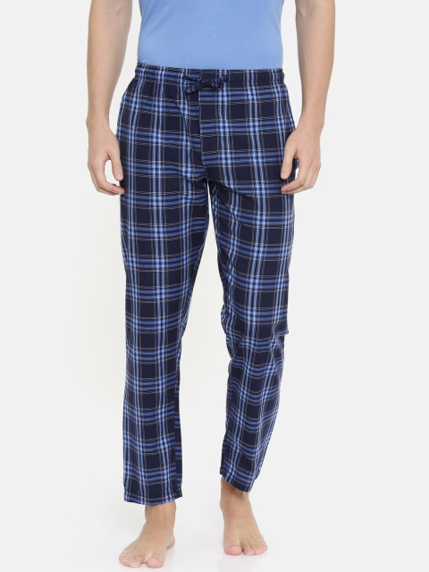 

Joven Men Navy Blue Checked Lounge Pants