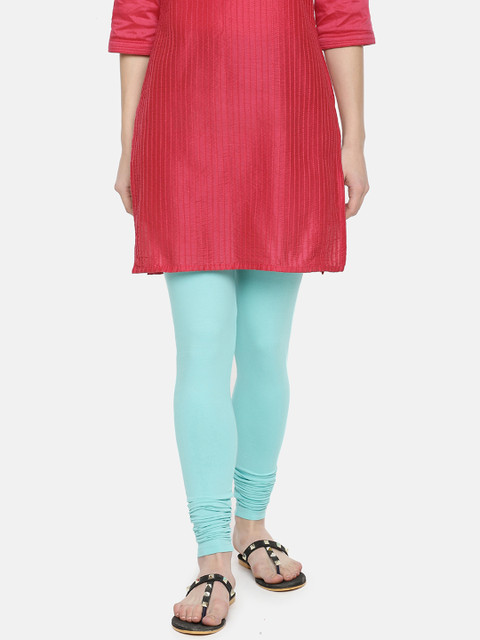 

Dollar Missy Women Turquoise Blue Solid Churidar Length Leggings